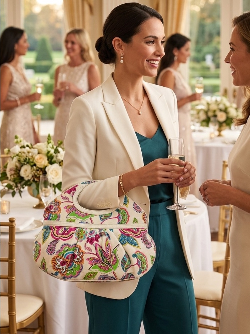 Vera Bradley Limited Edition Retired Print Palm Beach Gardens Large Clutch Bag